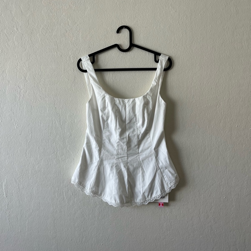 White Lace Trimmed Women's Tank